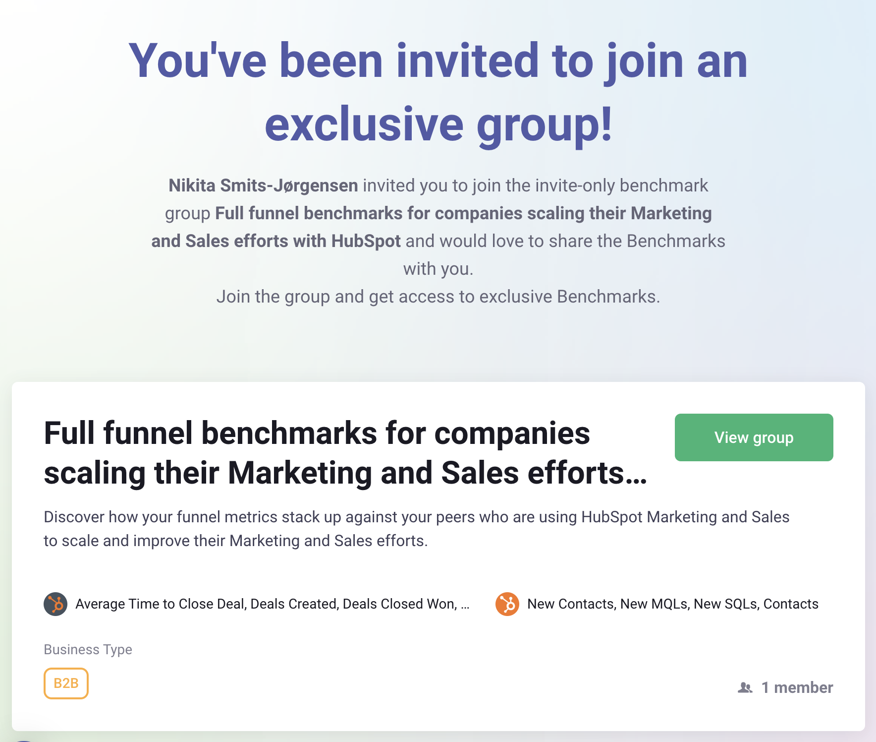 Join the HubSpot full funnel benchmark group